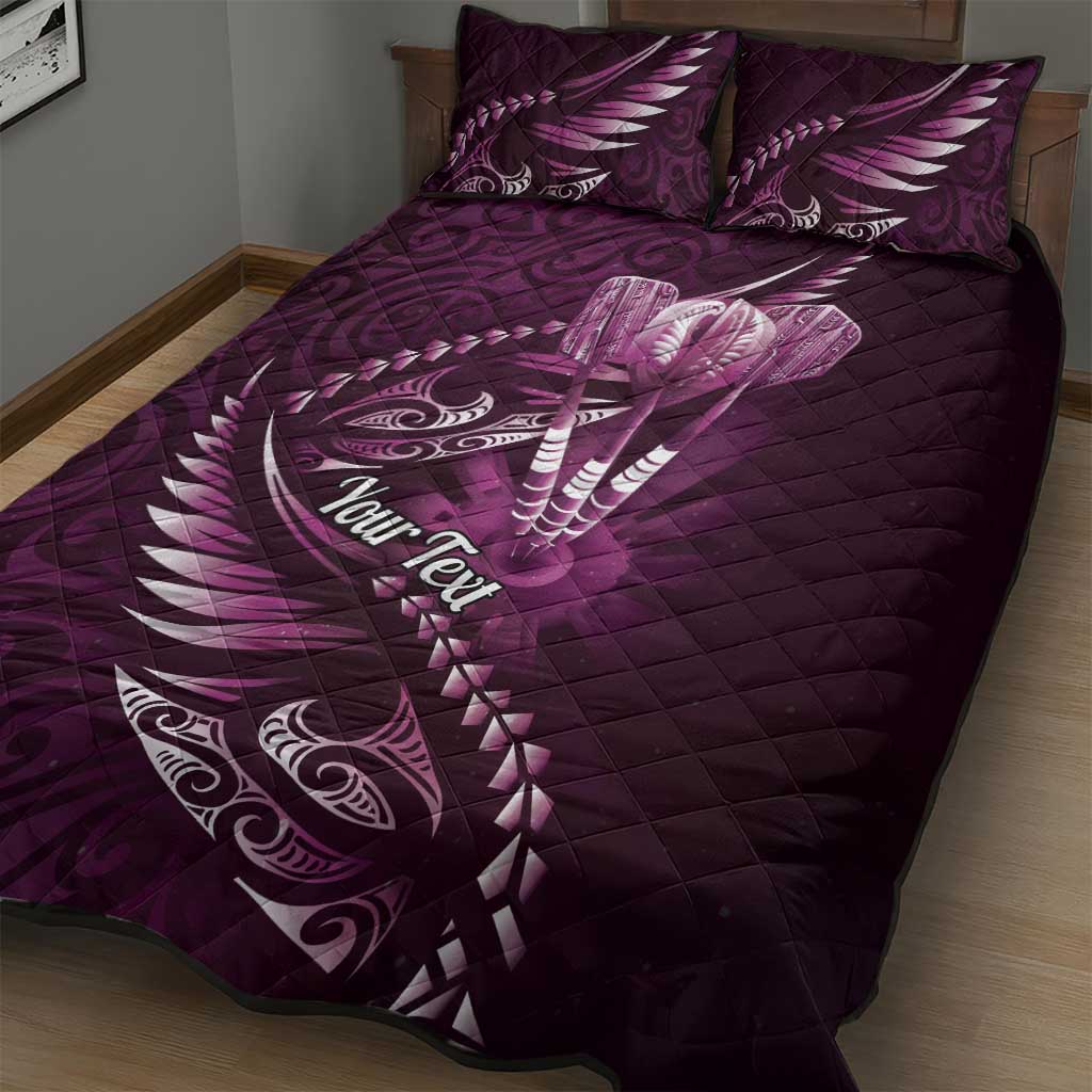 Personalised All Pink New Zealand Darts Quilt Bed Set Aoteroa Fern Maori Galaxy Style