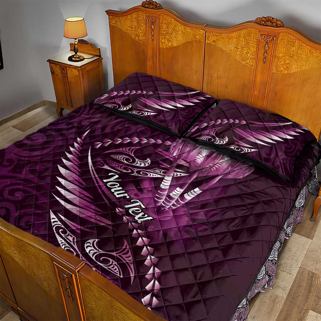 Personalised All Pink New Zealand Darts Quilt Bed Set Aoteroa Fern Maori Galaxy Style