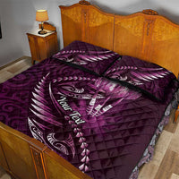 Personalised All Pink New Zealand Darts Quilt Bed Set Aoteroa Fern Maori Galaxy Style