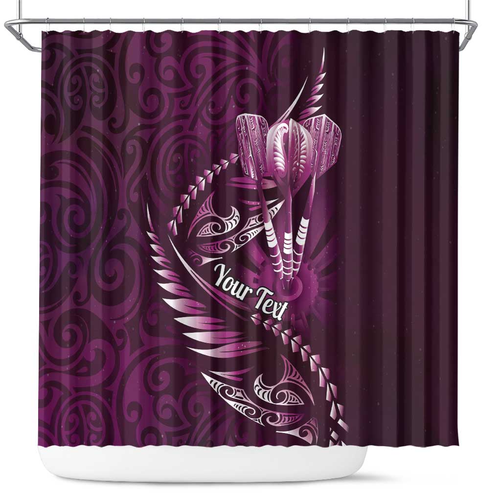 Personalised All Pink New Zealand Darts Shower Curtain Aoteroa Fern Maori Galaxy Style LT14 Pink - Polynesian Pride