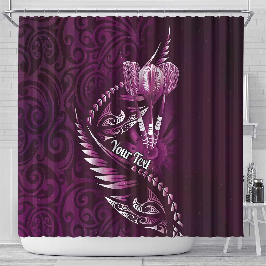 Personalised All Pink New Zealand Darts Shower Curtain Aoteroa Fern Maori Galaxy Style LT14 - Polynesian Pride