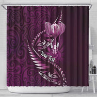 Personalised All Pink New Zealand Darts Shower Curtain Aoteroa Fern Maori Galaxy Style LT14 - Polynesian Pride