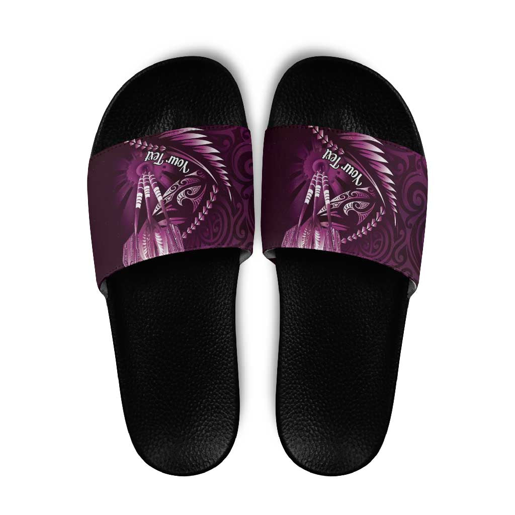 Personalised All Pink New Zealand Darts Slide Sandals Aoteroa Fern Maori Galaxy Style - Polynesian Pride