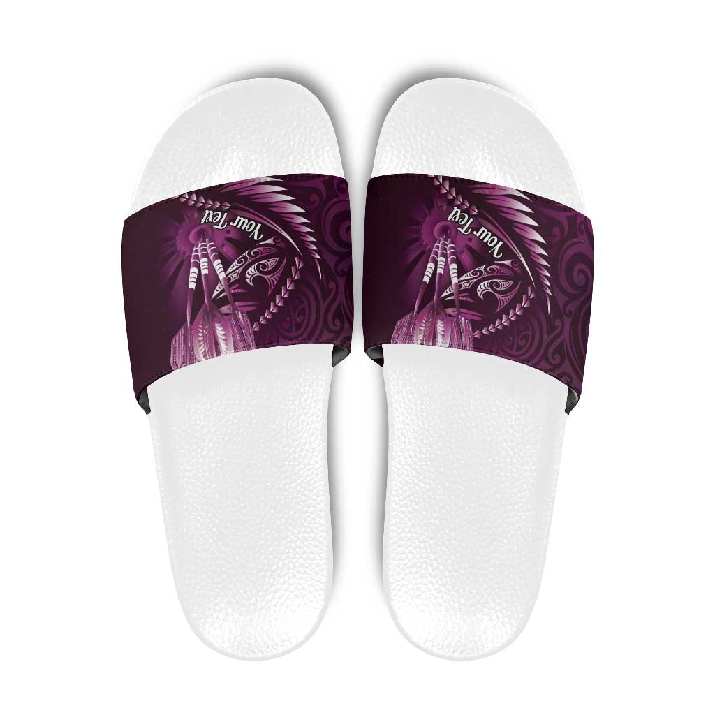 Personalised All Pink New Zealand Darts Slide Sandals Aoteroa Fern Maori Galaxy Style - Polynesian Pride