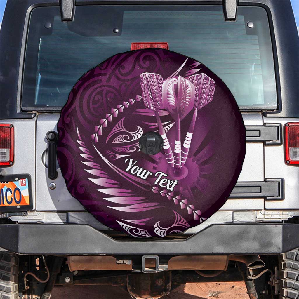 Personalised All Pink New Zealand Darts Spare Tire Cover Aoteroa Fern Maori Galaxy Style LT14 Pink - Polynesian Pride