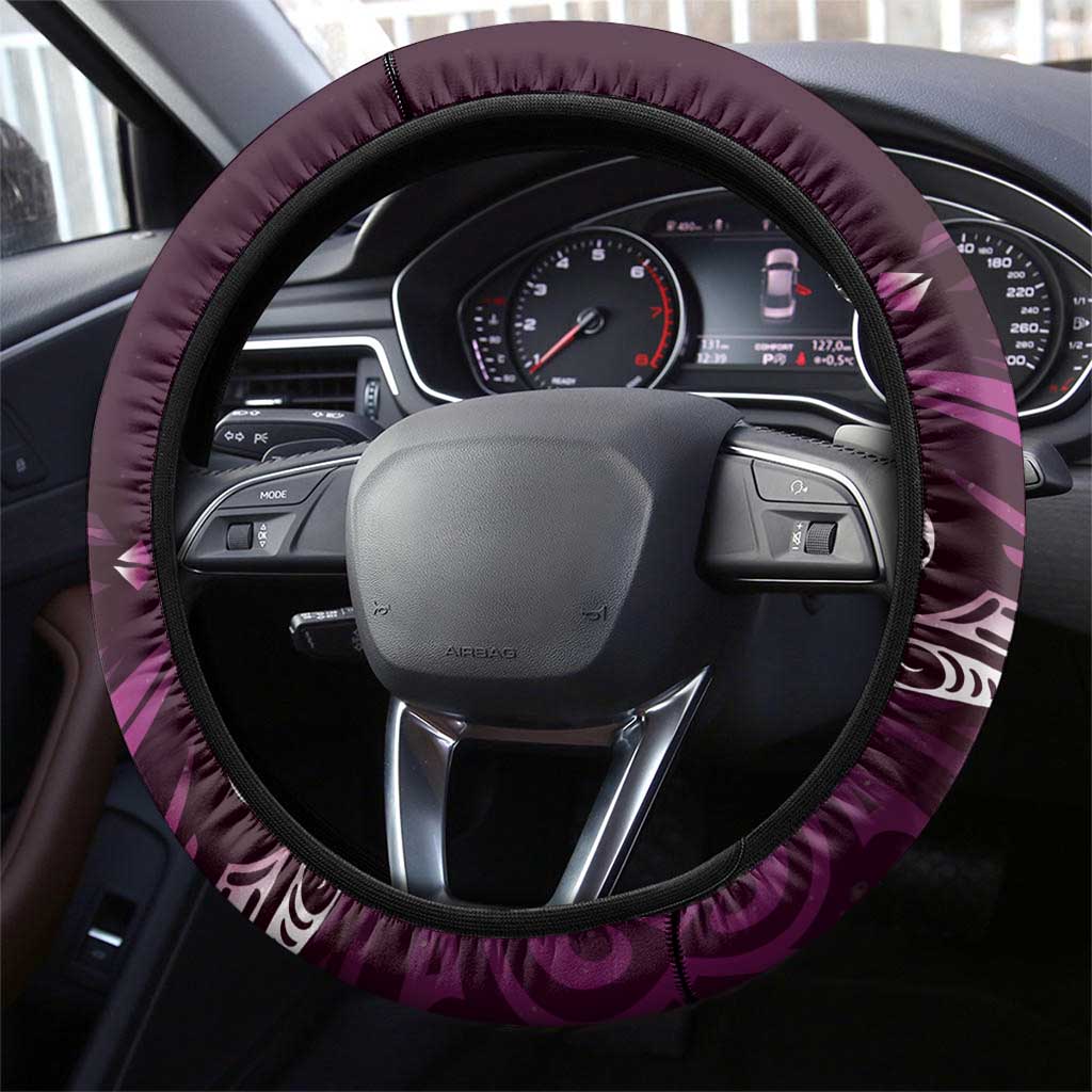 All Pink New Zealand Darts Steering Wheel Cover Aoteroa Fern Maori Galaxy Style LT14 - Polynesian Pride