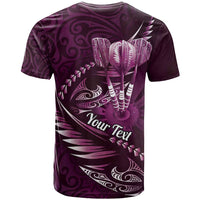 Personalised All Pink New Zealand Darts T Shirt Aoteroa Fern Maori Galaxy Style LT14 - Polynesian Pride