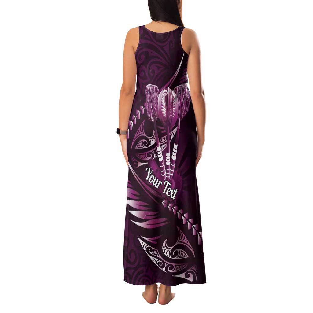 Personalised All Pink New Zealand Darts Tank Maxi Dress Aoteroa Fern Maori Galaxy Style LT14 - Polynesian Pride