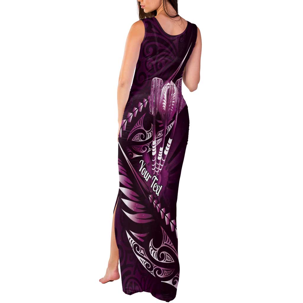 Personalised All Pink New Zealand Darts Tank Maxi Dress Aoteroa Fern Maori Galaxy Style LT14 - Polynesian Pride