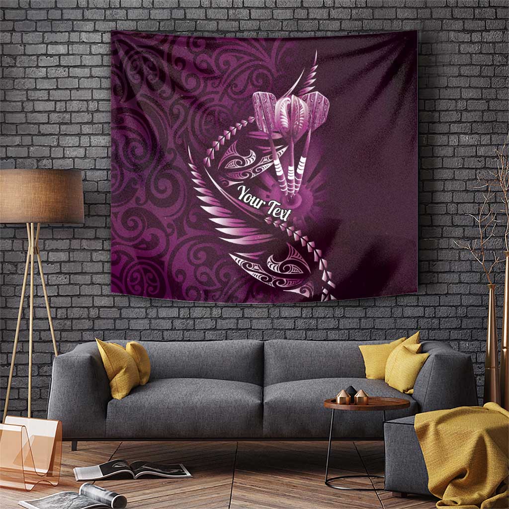 Personalised All Pink New Zealand Darts Tapestry Aoteroa Fern Maori Galaxy Style