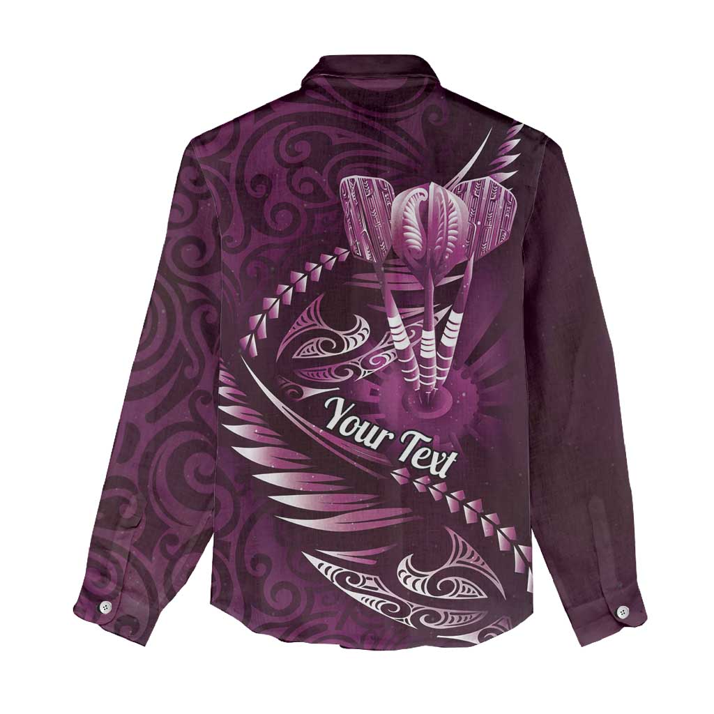 Personalised All Pink New Zealand Darts Women Casual Shirt Aoteroa Fern Maori Galaxy Style