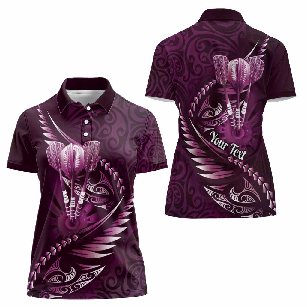 Personalised All Pink New Zealand Darts Women Polo Shirt Aoteroa Fern Maori Galaxy Style