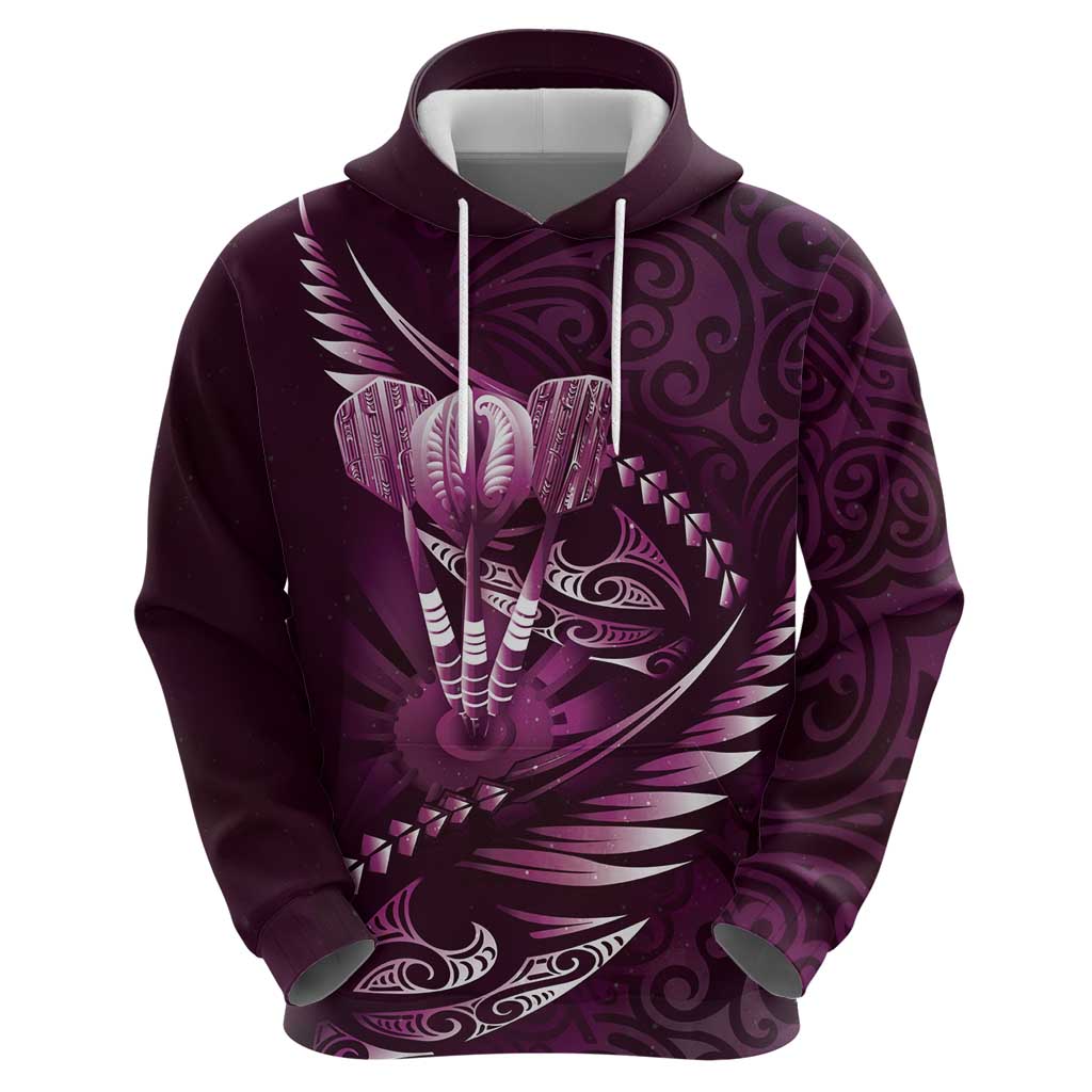 Personalised All Pink New Zealand Darts Zip Hoodie Aoteroa Fern Maori Galaxy Style LT14 - Polynesian Pride