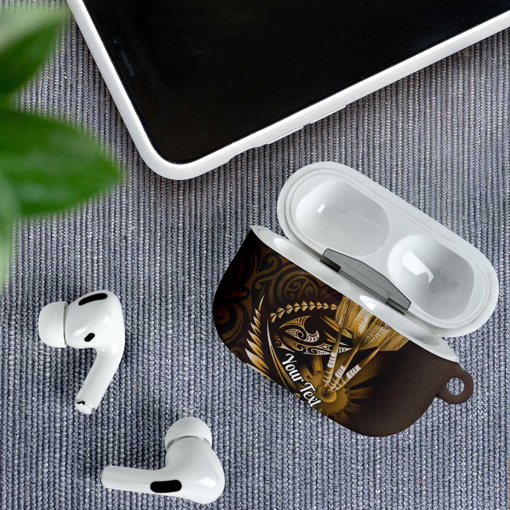 Personalised All Gold New Zealand Darts AirPods Case Aoteroa Fern Maori Galaxy Style - Polynesian Pride