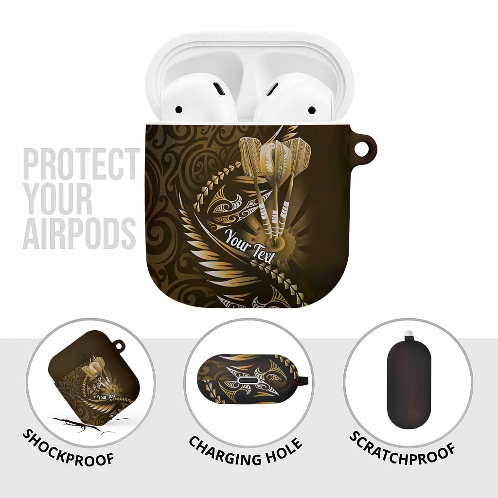 Personalised All Gold New Zealand Darts AirPods Case Aoteroa Fern Maori Galaxy Style - Polynesian Pride