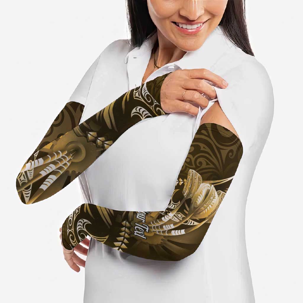 Personalised All Gold New Zealand Darts Arm Sleeves Aoteroa Fern Maori Galaxy Style - Polynesian Pride