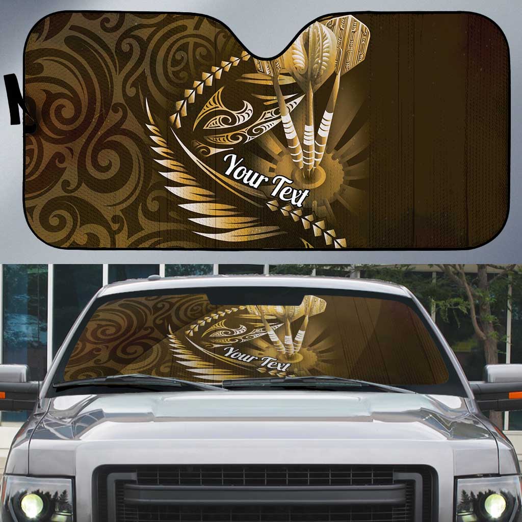 Personalised All Gold New Zealand Darts Auto Sun Shade Aoteroa Fern Maori Galaxy Style - Polynesian Pride