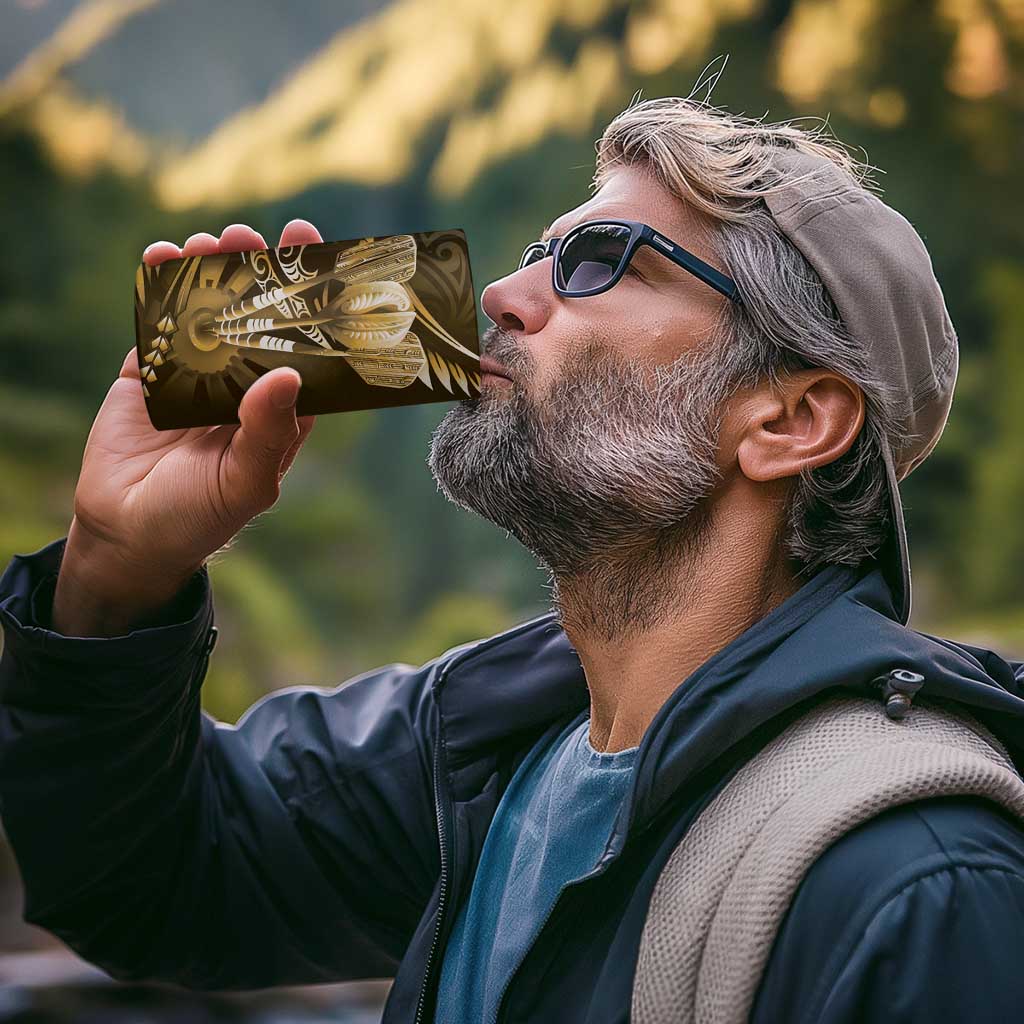 All Gold New Zealand Darts 4 in 1 Can Cooler Tumbler Aoteroa Fern Maori Galaxy Style