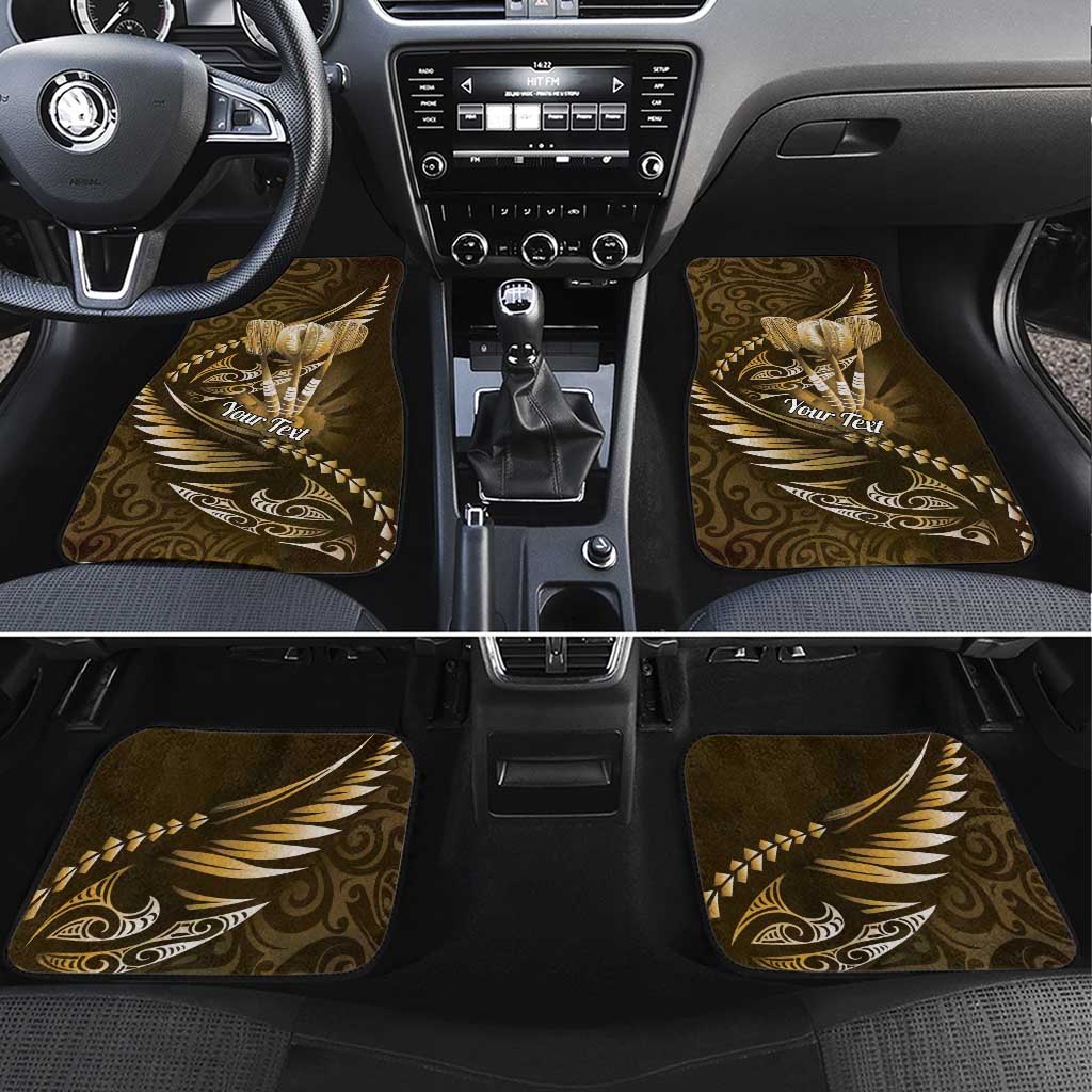 Personalised All Gold New Zealand Darts Car Mats Aoteroa Fern Maori Galaxy Style LT14 Set 4pcs Gold - Polynesian Pride