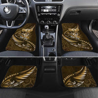 Personalised All Gold New Zealand Darts Car Mats Aoteroa Fern Maori Galaxy Style LT14 Set 4pcs Gold - Polynesian Pride