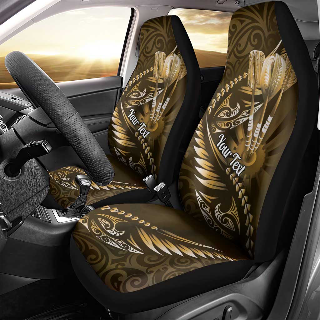 Personalised All Gold New Zealand Darts Car Seat Cover Aoteroa Fern Maori Galaxy Style LT14 - Polynesian Pride