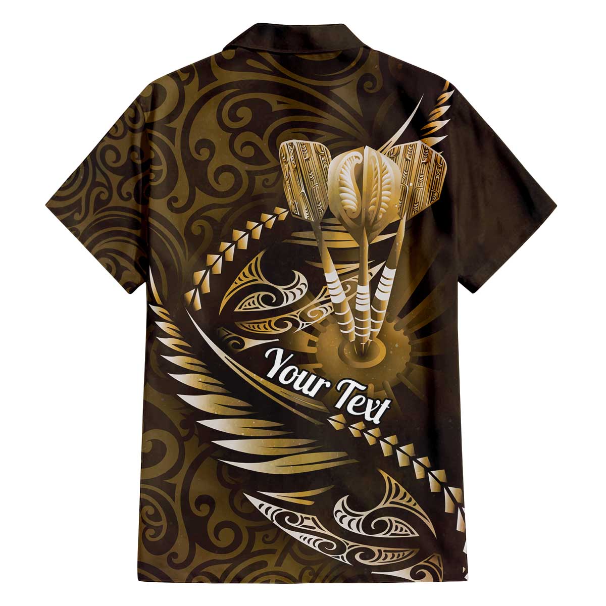 Personalised All Gold New Zealand Darts Family Matching Off The Shoulder Long Sleeve Dress and Hawaiian Shirt Aoteroa Fern Maori Galaxy Style LT14 - Polynesian Pride
