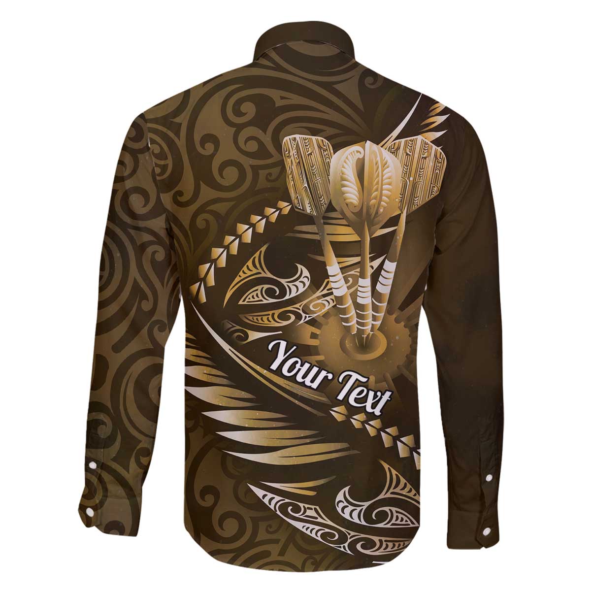 Personalised All Gold New Zealand Darts Family Matching Off The Shoulder Long Sleeve Dress and Hawaiian Shirt Aoteroa Fern Maori Galaxy Style LT14 - Polynesian Pride
