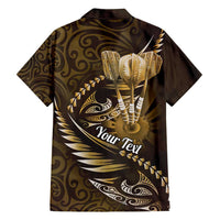 Personalised All Gold New Zealand Darts Family Matching Off Shoulder Maxi Dress and Hawaiian Shirt Aoteroa Fern Maori Galaxy Style LT14 - Polynesian Pride