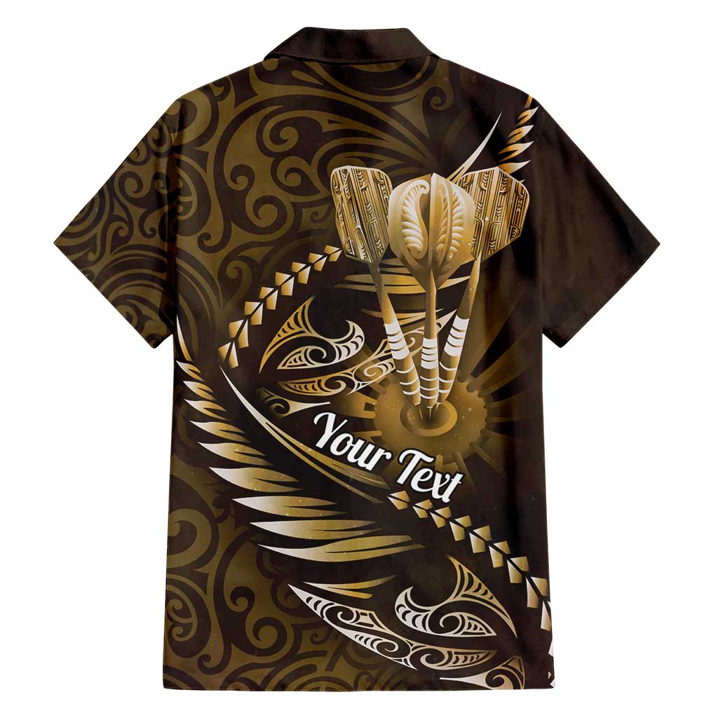 Personalised All Gold New Zealand Darts Family Matching Short Sleeve Bodycon Dress and Hawaiian Shirt Aoteroa Fern Maori Galaxy Style LT14 - Polynesian Pride