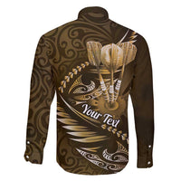 Personalised All Gold New Zealand Darts Family Matching Short Sleeve Bodycon Dress and Hawaiian Shirt Aoteroa Fern Maori Galaxy Style LT14 - Polynesian Pride