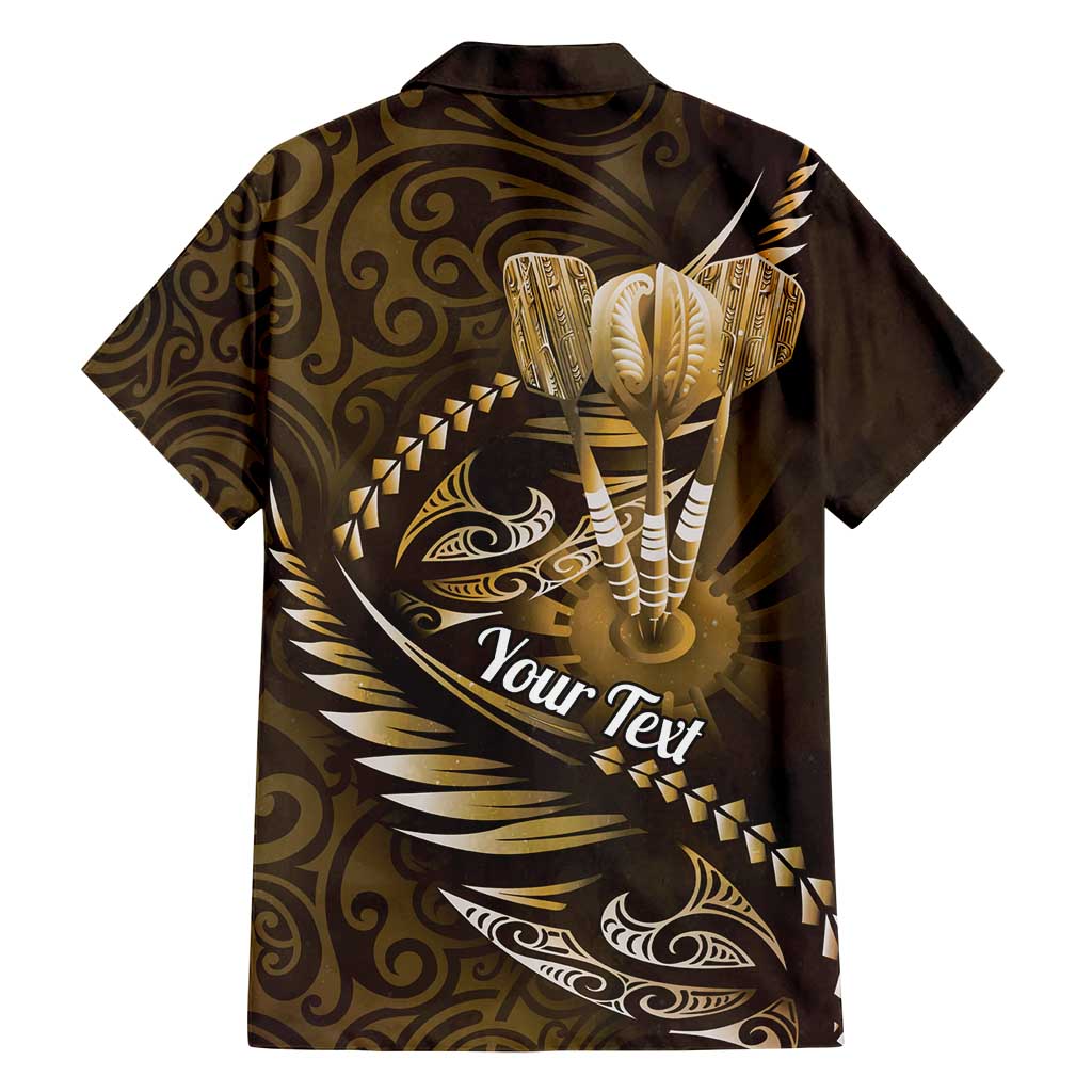 Personalised All Gold New Zealand Darts Family Matching Summer Maxi Dress and Hawaiian Shirt Aoteroa Fern Maori Galaxy Style