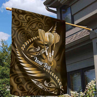 Personalised All Gold New Zealand Darts Garden Flag Aoteroa Fern Maori Galaxy Style LT14 - Polynesian Pride