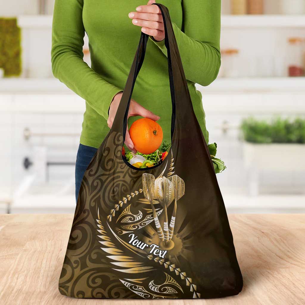 Personalised All Gold New Zealand Darts Grocery Bag Aoteroa Fern Maori Galaxy Style LT14 - Polynesian Pride