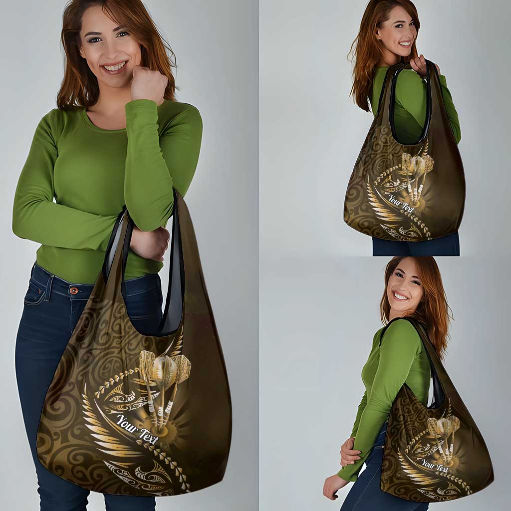 Personalised All Gold New Zealand Darts Grocery Bag Aoteroa Fern Maori Galaxy Style LT14 - Polynesian Pride