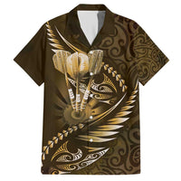 Personalised All Gold New Zealand Darts Hawaiian Shirt Aoteroa Fern Maori Galaxy Style LT14 Gold - Polynesian Pride