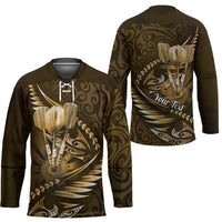 Personalised All Gold New Zealand Darts Hockey Jersey Aoteroa Fern Maori Galaxy Style - Polynesian Pride