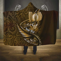 Personalised All Gold New Zealand Darts Hooded Blanket Aoteroa Fern Maori Galaxy Style LT14 - Polynesian Pride