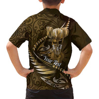 Personalised All Gold New Zealand Darts Kid Hawaiian Shirt Aoteroa Fern Maori Galaxy Style LT14 - Polynesian Pride