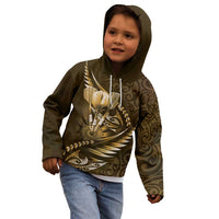 Personalised All Gold New Zealand Darts Kid Hoodie Aoteroa Fern Maori Galaxy Style LT14 - Polynesian Pride
