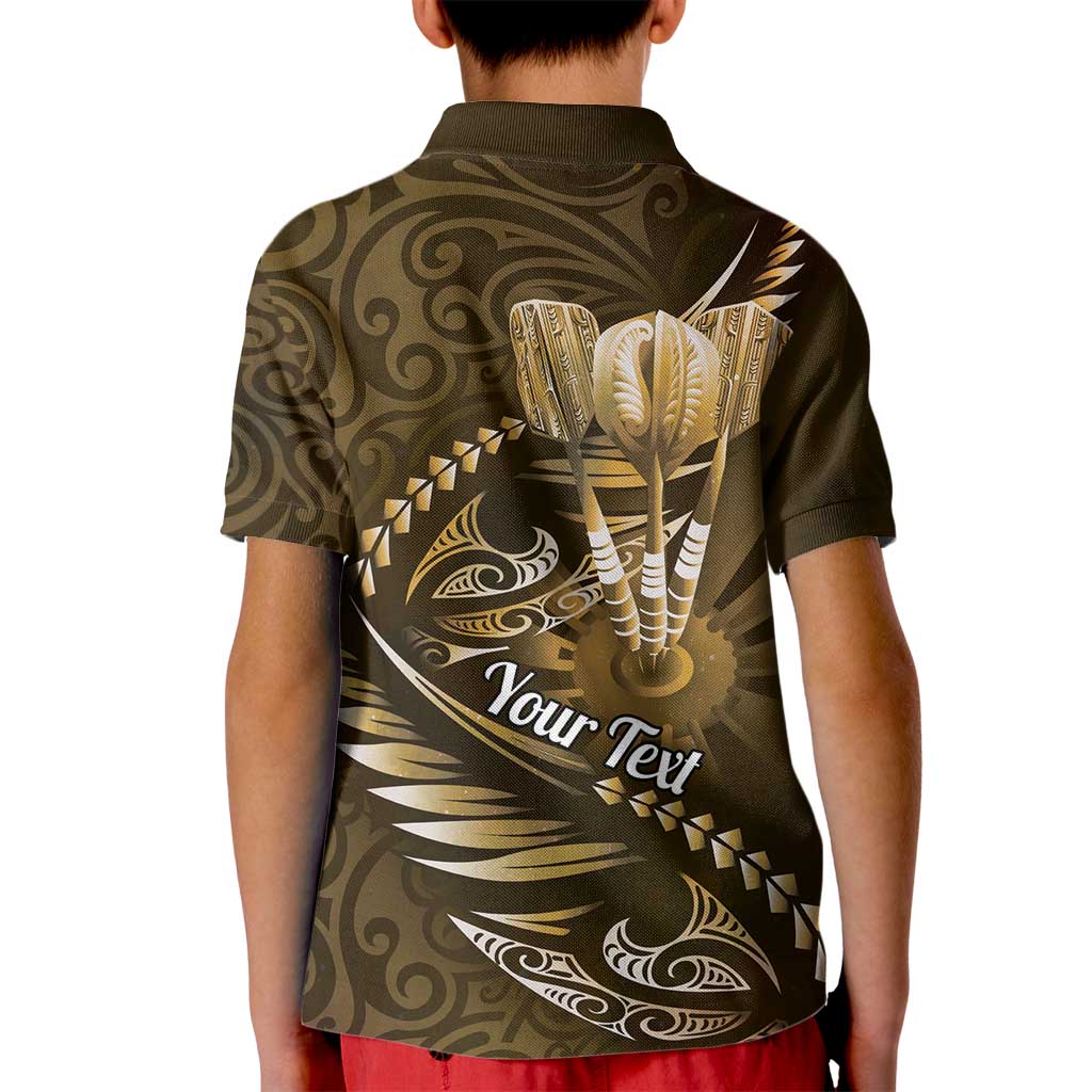 Personalised All Gold New Zealand Darts Kid Polo Shirt Aoteroa Fern Maori Galaxy Style LT14 - Polynesian Pride