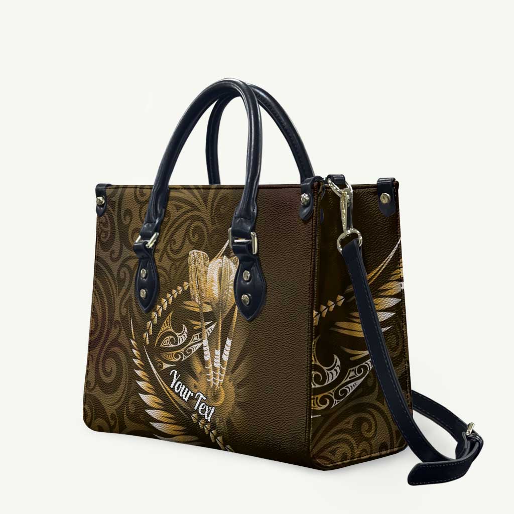 Personalised All Gold New Zealand Darts Leather Bag Aoteroa Fern Maori Galaxy Style - Polynesian Pride