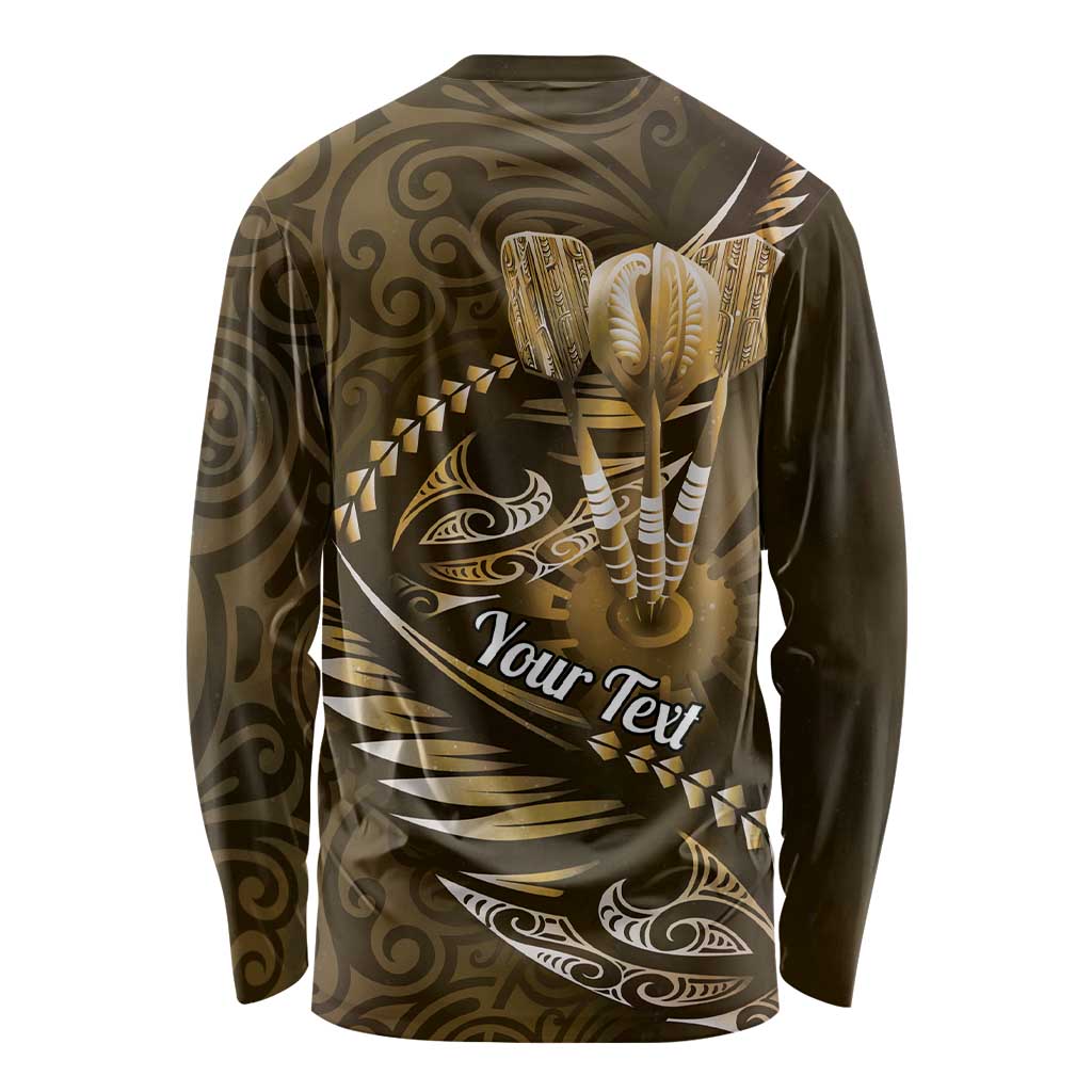 Personalised All Gold New Zealand Darts Long Sleeve Shirt Aoteroa Fern Maori Galaxy Style LT14 - Polynesian Pride