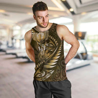 Personalised All Gold New Zealand Darts Men Tank Top Aoteroa Fern Maori Galaxy Style LT14 Gold - Polynesian Pride