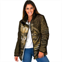 Personalised All Gold New Zealand Darts Padded Jacket Aoteroa Fern Maori Galaxy Style - Polynesian Pride