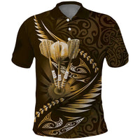 Personalised All Gold New Zealand Darts Polo Shirt Aoteroa Fern Maori Galaxy Style