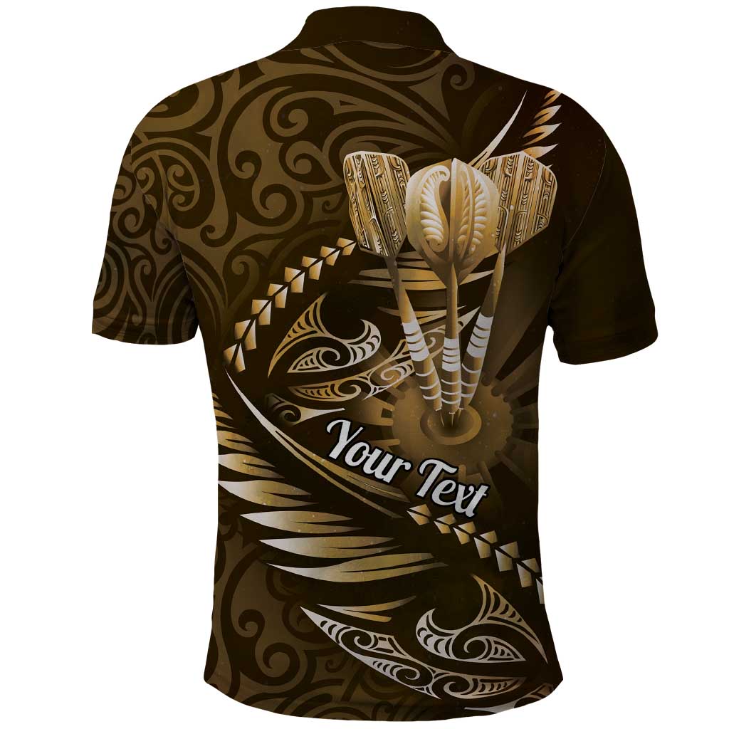 Personalised All Gold New Zealand Darts Polo Shirt Aoteroa Fern Maori Galaxy Style