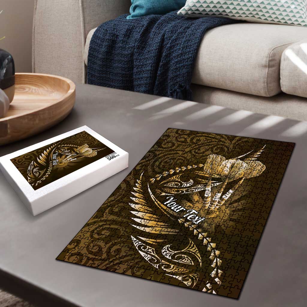 Personalised All Gold New Zealand Darts Puzzle Aoteroa Fern Maori Galaxy Style - Polynesian Pride