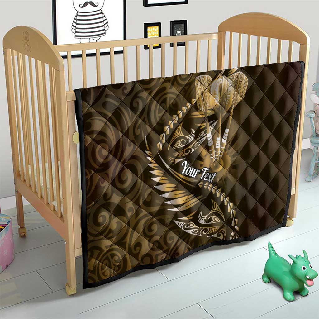 Personalised All Gold New Zealand Darts Quilt Aoteroa Fern Maori Galaxy Style