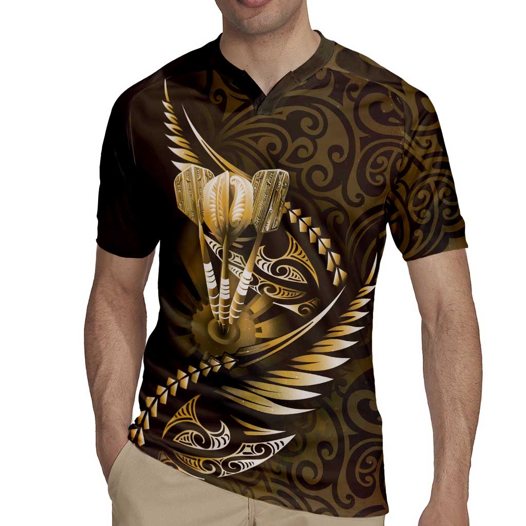 Personalised All Gold New Zealand Darts Rugby Jersey Aoteroa Fern Maori Galaxy Style LT14 - Polynesian Pride