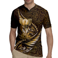 Personalised All Gold New Zealand Darts Rugby Jersey Aoteroa Fern Maori Galaxy Style LT14 - Polynesian Pride